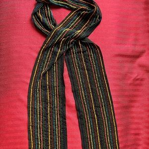 Vintage sheer black scarf with multi colored beads